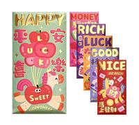 Enveloppes de Nouvel An chinois - 2026 Bonheur pour fêtes de vacances, année du cheval, enveloppes rouges, pour réunions, fêtes, maison, communauté, magasin, adultes, famille, amis, voisins
