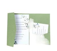 Enveloppes d'invitation, Cartes d'invitation de mariage, 50 pièces, Kit à trois volets découpés au Laser, Inserts d'enveloppe poche multicolores(Matte sage green,Blank set)