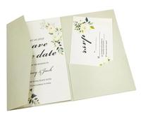 Enveloppes d'invitation, Ensemble de cartes d'invitation et d'enveloppes, 30 pièces, découpées au laser, à trois volets, multicolores(Pearl Light Gray,Laser Cover only)