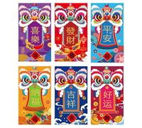 Enveloppes du nouvel an chinois 6 pièces, d ' argent en, GC077 | Conceptions sur le thème de la fête du printemps chinois pour les cadeaux en argent; Accessoire traditionnel