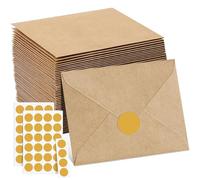 Enveloppes en Papier Kraft Petite Enveloppe Lot de 50 13,5 * 18,5cm 120 g/m² Sans Fenêtre pour Lettres Carte de Vœux Carton d’invitation Carte d’anniversaire Mariage Cartes de Remerciement (Marron)