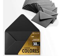 Enveloppes en papier, petites enveloppes colorées, idéales pour les cadeaux, lettres, cartes, taille 75 x 120 mm, conçues pour surprendre et créer des moments spéciaux - Ofituria (noir, 30 pcs)