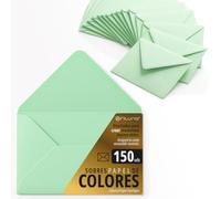 Enveloppes en papier, petites enveloppes colorées, idéales pour les cadeaux, lettres, cartes, taille 75 x 120 mm, conçues pour surprendre et créer des moments spéciaux - Ofituria (vert, 150 pcs)
