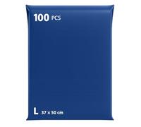 Enveloppes Plastiques d’Expédition avec Pochette Intégrée - Lot de 100 enveloppes Vinted, Tailles 37x50cm L - Emballage Colis Résistant en Polyéthylène, Fermeture Auto-Adhésive - (Bleu 100 L)
