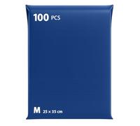 Enveloppes Plastiques d’Expédition avec Pochette Intégrée - Lot de 100 Sachets Vinted, 25x35 Cm Emballage Colis Résistant en Polyéthylène, Fermeture Auto-Adhésive - Bleu (Bleu100 M)