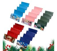 Enveloppes porte-monnaie de Noël - Porte-carte cadeau surprise en espèces | Enveloppe rouge du Père Noël | Ensemble de 5, conception à 10 emplacements pour billets d'un dollar américain, pompon décora