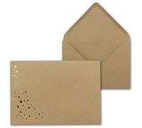 Enveloppes postales écologiques, couleur sable avec étoiles dorées en feuille métallisée 50 pièces DIN C6
