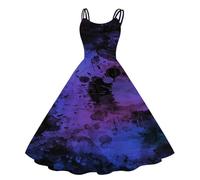 Enveloppes pour Vêtements Fermeture à Glissière Femmes de Mode Sans Manches Genou Robe de Bal Formelle Rétro Ligne Évasée T Shirt, Marine militaire., M