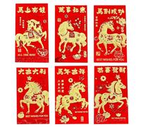 Enveloppes Rouge Pour Nouvel An Chinois 2026-6 Pièces Fournitures Saisonnières - Enveloppes Pour L'argent du Nouvel An,Pour Mariage Anniversaire Célébration Réunions Familiales Noël Diplôme Baby
