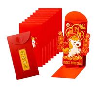 Enveloppes Rouges,3D 2026 Pochettes Chinoises Lunaires - 10 Pièces Enveloppes à Argent du Nouvel An,pour Célébrations de Fête du Printemps Mariage Anniversaire avec Parents Famille