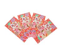 Enveloppes rouges, 4 enveloppes de l'année chinoise, sacs d'argent lunaires épais style vintage avec dragon et motifs bon augure for la célébration du festival printemps