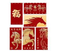 Enveloppes rouges Année du cheval 2026, design bilingue traditionnel pour décoration d'intérieur - Enveloppes rouges pour petite amie, hommes, femmes, garçons, filles