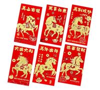 Enveloppes rouges Année du cheval, 6 pièces, fournitures pour fêtes et vacances - Nouvel An Hong Bao - pour mariage, anniversaire, célébration, réunion familiale, , remise des diplômes de