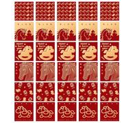 Enveloppes rouges avec - Paquets de papier en feuille d'or, poche porte-bonheur chinoise | Célébration du Nouvel An Anniversaire Fête de mariage Vacances Bureau Adultes Enfants 2026 Fête de p
