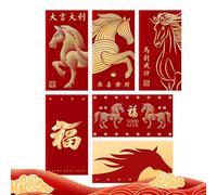 Enveloppes rouges chinoises 2026 - Décoration de la maison avec calendrier bilingue traditionnel - Enveloppes d'argent chinoises | Pour , hommes, femmes, garçons, filles, jeunes et