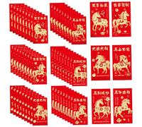 Enveloppes rouges chinoises 3.5x6.7 pouces, 60 pièces, enveloppes d'argent porte-bonheur, décorations de cheval de poche, paquets rouges pour la fête du printemps 2026 pour l'argent liquide