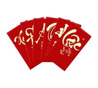 Enveloppes rouges chinoises - 6 pièces Décoration traditionnelle vietnamienne | Ensemble festif Nouvel An rouge avec symboles pour petite amie, jeune famille, célébration, 17,8 x 8,9 cm