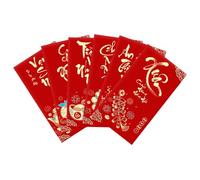 Enveloppes rouges chinoises - 6 pièces Décoration traditionnelle vietnamienne | Ensemble festif Nouvel An rouge avec symboles pour petite amie, jeune famille, célébration, 17,8 x 8,9 cm