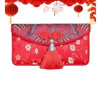 Enveloppes rouges chinoises, broderie traditionnelle, cadeaux d'argent | Enveloppes de mariage avec pompons pour adultes, personnes âgées, réunions de famille, anniversaire, printemps, fête