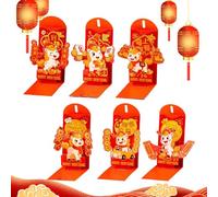 Enveloppes Rouges Chinoises - Enveloppe Rouge Du Nouvel An Chinois Pour L'argent 2026, Paquets D'argent Fête Du Printemps Année De Chine | Paquet Portable Épais De 6 Pièces - Enveloppes Rouges