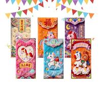 Enveloppes Rouges Chinoises | Lot De 6 Enveloppes Chinoises, de la Fête du Printemps pour l'Argent de Poche,pour Cartes de Vœux Argent Employés Adultes Amis Famille Aînés