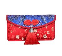 Enveloppes rouges chinoises traditionnelles brodées | Enveloppe porte-bonheur de mariage avec pompons pour réunions de famille, vacances, anniversaires, fêtes du printemps