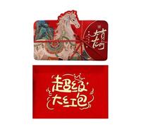 Enveloppes Rouges de l'Année du Cheval 2026 - Collectionnables Traditionnels Cartoon Pliables | Pochettes Rouges Chinoises Pour Étrennes,Pour La Famille Les Amis Les Fils