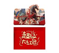 Enveloppes Rouges Du Nouvel An 2026 - Cartoon Traditionnelles Pliables pour Décoration d'Intérieur,Enveloppes Chinoises pour Argent | Pour La Famille Les Amis Les Fils