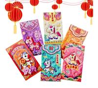 Enveloppes Rouges du Nouvel An Chinois 6 Pièces 2026 3D Mignon