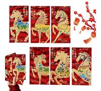 Enveloppes Rouges Du Nouvel An Chinois,6 Pièces Scintillantes avec Relief 3D pour Décoration 2026 | Enveloppes Rouges Chinoises Pour Argent,Cadeau pour Adultes Famille Fille Garçon Ados Parents