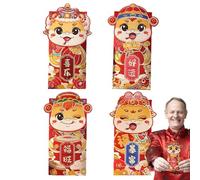 Enveloppes Rouges Du Nouvel An Chinois,Enveloppe Rouge Du Nouvel An | 4X enveloppes chinoises rouges pour l'argent,Paquets rouges Lucky Money, motif serpent pour les célébrations de 2025 pour les mari