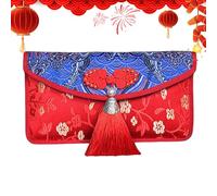 Enveloppes rouges en feuilles bronzantes | Enveloppes rouges pour argent avec pompons pour adultes, personnes âgées, maison, réunion de famille, anniversaire, festival