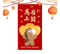 Enveloppes rouges - Joli cheval en papier de bon augure - Enveloppes rouges de l'année du cheval 2026 - pour la chance, la richesse, les vacances, les anniversaires, les décorations de fête à la