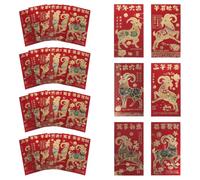 Enveloppes Rouges Papier 2027 du Zodiaque Chinois, 30 Pièces | Finition Mate Givrée, Motifs de Mouton Estampés à Chaud, Style Festif Élégant, pour Nouvel An et Banquets Familiaux