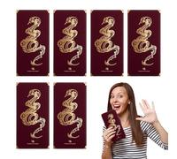 Enveloppes rouges pour argent liquide | 2025 Année du serpent enveloppes chinoises rouges pour espèces - 6 personnages de bénédiction à chaud poche pour pièces de monnaie Festival du printemps