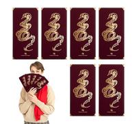 Enveloppes rouges pour de l'argent, enveloppes chinoises pour de l'argent - 2025 Année du serpent Poche rouge pour le Nouvel An chinois - 6 enveloppes pour la Fête du Printemps avec des mots de