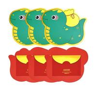Enveloppes Rouges Pour L'année Du Serpent 2025 - Pack De 6 Enveloppes D'argent Serpent Pour Le Nouvel An Lunaire De Dessins Animés, Enveloppes Rouges Pour Le Nouvel An Chinois 2025 Pour Bonne Chance