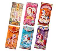 Enveloppes Rouges Pour L'Argent - 6 Pièces du Nouvel An,Enveloppes de la Fête du Printemps pour l'Argent de Poche | Pour Amis Famille Aînés Cartes De Vœux Cadeaux Et Favoris