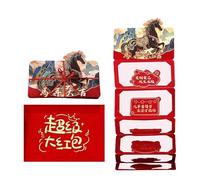 Enveloppes rouges pour le Nouvel An lunaire 2026 - Décorations lunaires traditionnelles pliantes de dessin animé, festival du printemps - Pour la famille, les amis, les enfants, les garçons, les