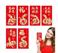 Enveloppes rouges serpent 2025 - Enveloppes en espèces du Nouvel An chinois, grands paquets de feuille d'or | Design haut de gamme pour un cadeau, style artistique festif adapté