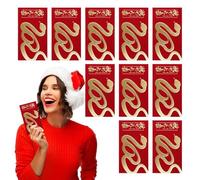 Enveloppes rouges Year of The Snake 2025-10X pour festival du printemps - Enveloppes rouges pour argent - Pochette pour argent pour Nouvel An , anniversaire, mariage