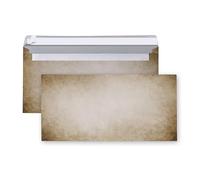 Enveloppes vintage, lot de 25: enveloppe sans fenêtre marbrée brun beige, correspondance clients amis collègues, DL 11 x 22 cm, autocollante bande adhésive, enveloppes cadeau élégantes