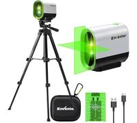 Enventor Niveau Laser Autonivelant Rechargeable avec Trépied, Laser Vert 25M, Batterie Li-ion 2200mAh 7h Autonomie, Mode Pulse, Lignes Horizontale/Verticale/Croisée pour Travaux de Précision
