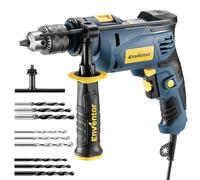 Enventor Perceuse à Percussion Filaire 750W, Perceuse électrique avec 9 Forets, Fonction 2 en 1, variateur de vitesse électronique, poignée pivotante à 360°, pour Béton, Métal et Bois