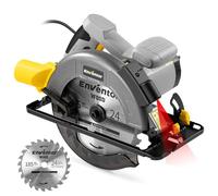ENVENTOR Scie Circulaire 1400W, Scie Circulaire électrique Filaire avec Guide Laser, 6000RPM, Profondeur de coupe 62mm (90°), 48mm (45°), Moteur en cuivre pur, pour la Coupe du Bois