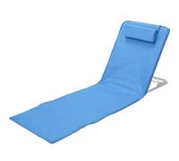 Envenzo Chaise de plage pliable légère avec sangle et poche d'oreiller à dossier haut (bleu)