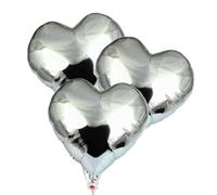 Envenzo Lot de 3, 6, 12 et 18 ballons en forme de cœur en aluminium pour Saint-Valentin, anniversaire, mariage, fiançailles (argent, 18 pièces)