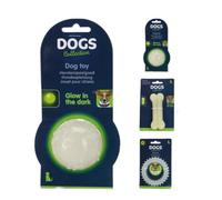 Envenzo Lot de 3 jouets phosphorescents pour chien - Boule et anneau et os - Haute visibilité - Idéal pour rapporter et jouer la nuit