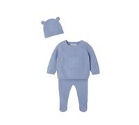 ENVIE DE FRAISE Ensemble naissance en tricot bleu glacier 1M(54CM)