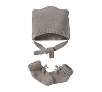 ENVIE DE FRAISE Kit Naissance Bonnet et Chaussons Laine et Cachemire Beige chiné 3/6M(60/67)